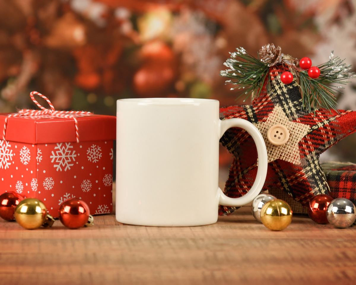 Christmas Coffee Glass Mug Mockup
